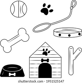 Set of pet supplies and accessories