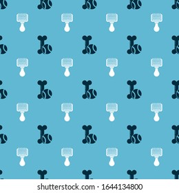 Set Pet of toys.  Bone and rubber ball and Hair brush for dog and cat on seamless pattern. Vector