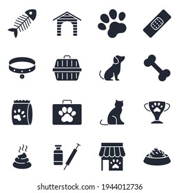 Set of Pet, vet, pet shop icon. pet shop pack symbol template for graphic and web design collection logo vector illustration