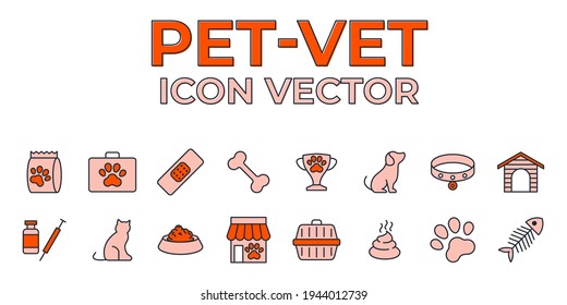 Set of Pet, vet, pet shop icon. pet shop pack symbol template for graphic and web design collection logo vector illustration