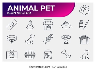 Set of Pet, vet, pet shop icon. pet shop pack symbol template for graphic and web design collection logo vector illustration