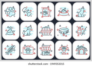 Set of Pet, vet, pet shop icon. pet shop pack symbol template for graphic and web design collection logo vector illustration