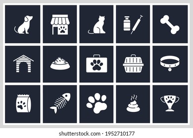 Set of Pet, vet, pet shop icon. pet shop pack symbol template for graphic and web design collection logo vector illustration