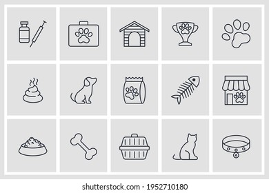 Set of Pet, vet, pet shop icon. pet shop pack symbol template for graphic and web design collection logo vector illustration