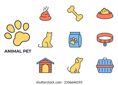 Set of Pet, vet, pet shop icon. pet shop pack symbol template for graphic and web design collection logo vector illustration