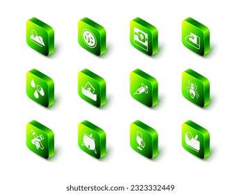 Set Petri dish with bacteria, Book about poisons, Wastewater, Poisonous spider, Mortar and pestle, Syringe, Poisoned alcohol and Witch cauldron icon. Vector