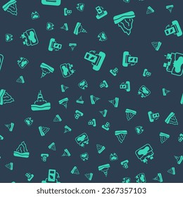 Set Petrol or gas station, Iceberg, Floating buoy the sea and Wrecked oil tanker ship on seamless pattern. Vector
