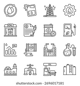 Set of Petrol Industry Linear Icons