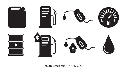 Set of Petrol station line icons. Rising fuel prices icons for web and print isolated on white background