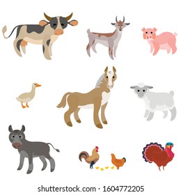 Set Pets Cow Sheep Goat Pig Stock Vector (Royalty Free) 1604772205 ...