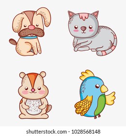 Set of pets doodles cartoons