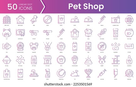 Set of pets icons. Gradient style icon bundle. Vector Illustration