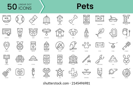 Set of pets icons. Line art style icons bundle. vector illustration