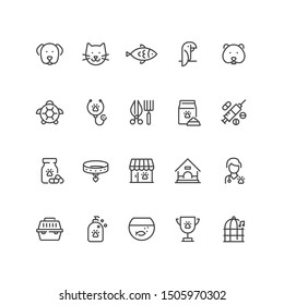 Set of pets icons in line style. For your design, logo. Vector illustration.