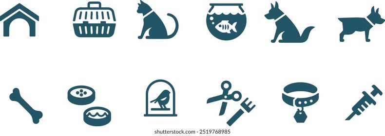 set of pets vector flat icons , pet shop icon