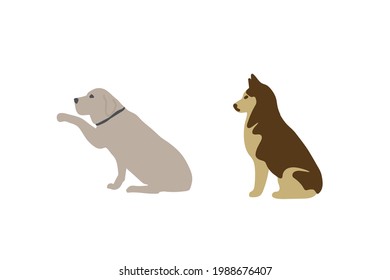 A set of pets. Vector illustration of dogs. Different breeds and colors of dogs drawn by hand. Vector illustration