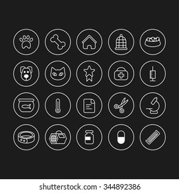 Set of pets and veterinary line icons