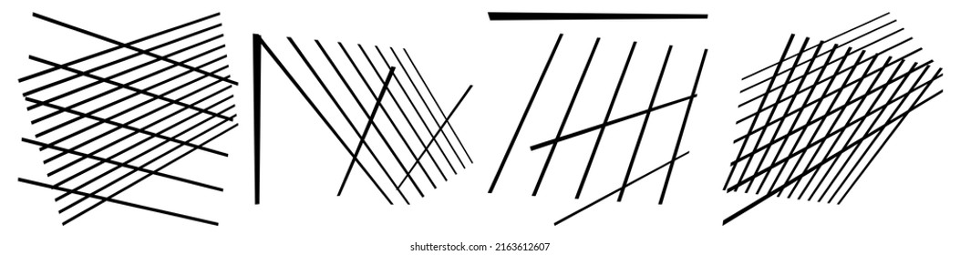 Set pf 3d ,spatial grids, meshes. Interlace, interlocking, intersecting lines in perspective. Abstract grating, trellis, lattice, netting