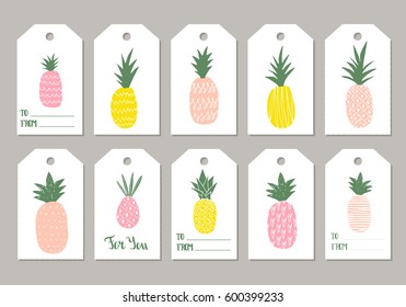 Set pf cute pineapple gift tags