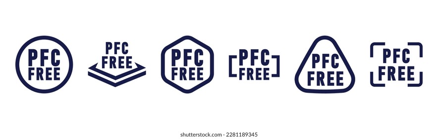 Set of PFC Free Sign. PFC is prohibited, a perfluorinated compound.