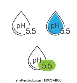 Set of ph icon, neutral balance skin, thin line web symbol on white background