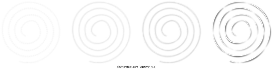 Set of phantom spirals with shadow on a transparent background. Vector. Separate change of elements. Ability to change to any size without loss of quality.