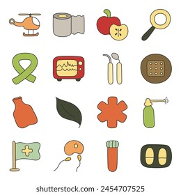 Conjunto de iconos planos farmacéuticos

