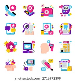 Set of Pharmaceutical Flat Icons 
