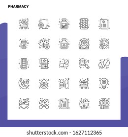 Set of Pharmacy Line Icon set 25 Icons. Vector Minimalism Style Design Black Icons Set. Linear pictogram pack.