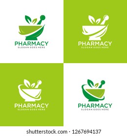 Set of pharmacy logo template
