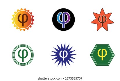 set of phi symbol on white background.