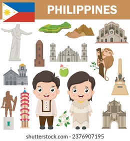 Set of Philippines famous landmarks