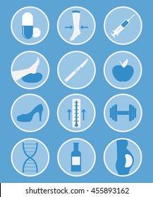 A set of phlebology vector icons. Varicose veins.