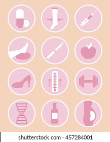 A set of phlebology vector icons. Varicose veins.