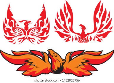 set of Phoenix emblems vector illustration