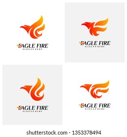 Set of Phoenix Fire Bird Logo Design Concepts. Dove Eagle Logo Template Vector. Icon Symbol