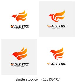 Set of Phoenix Fire Bird Logo Design Concepts. Dove Eagle Logo Template Vector. Icon Symbol