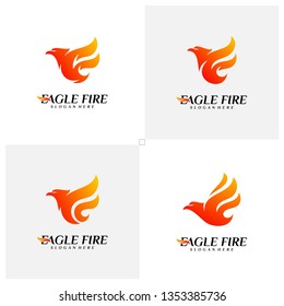 Set of Phoenix Fire Bird Logo Design Concepts. Dove Eagle Logo Template Vector. Icon Symbol