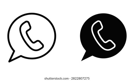 A set of phone call speech bubble icons for customer support, contact us sections, and digital communication.
