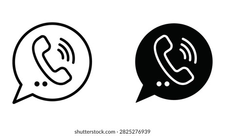 Set of phone call speech bubble icons for customer support, contact us sections, and digital communication interfaces.