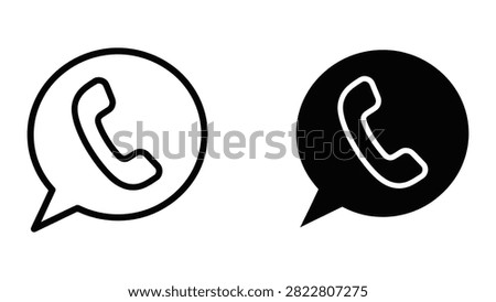 A set of phone call speech bubble icons for customer support, contact us sections, and digital communication.