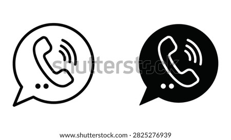 Set of phone call speech bubble icons for customer support, contact us sections, and digital communication interfaces.