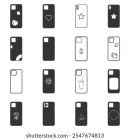 Set of Phone case icons isolated on white background. Accessories symbol modern, simple, vector, icon for website design, mobile app, ui. Vector Illustration