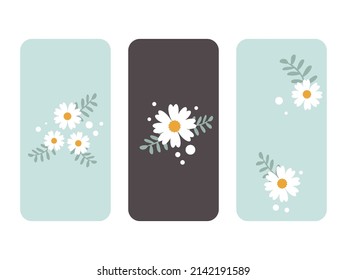 Set of Phone Cases, Daisy Vector, Cute Daisies, Floral Design, Sticker, Vector Design