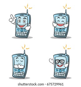 Set of phone character cartoon style