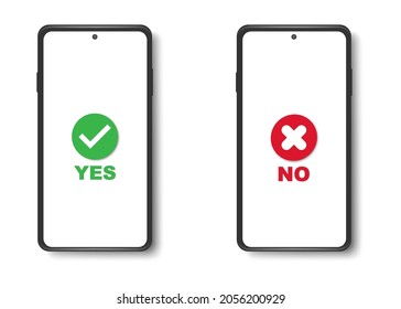 Set of phone with check mark isolated.Vector illustration isolated on white background.Eps 10.