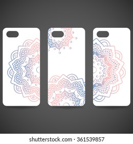 Set Phone cover collection. Hand drawn ethnic decorative element - Islam, arabic, indian, ottoman motifs. Vector illustration eps 10 for your design. 