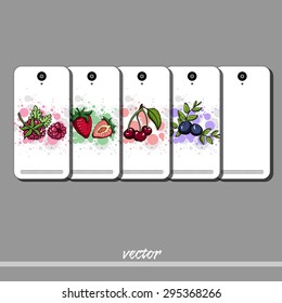 Set of phone covers with different berries. Vector illustration