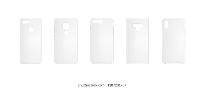 A set of phone covers. The most advanced models of smartphones. Realistic templates for design. Vector illustration