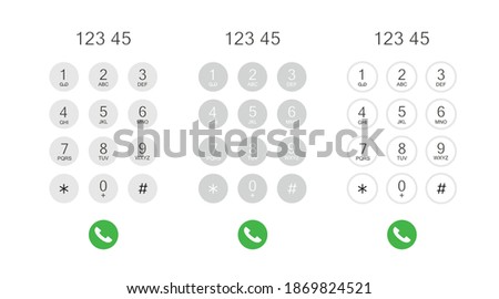 Set phone dial screen. Display Keypad with numberst for mobile phone. Vector stock